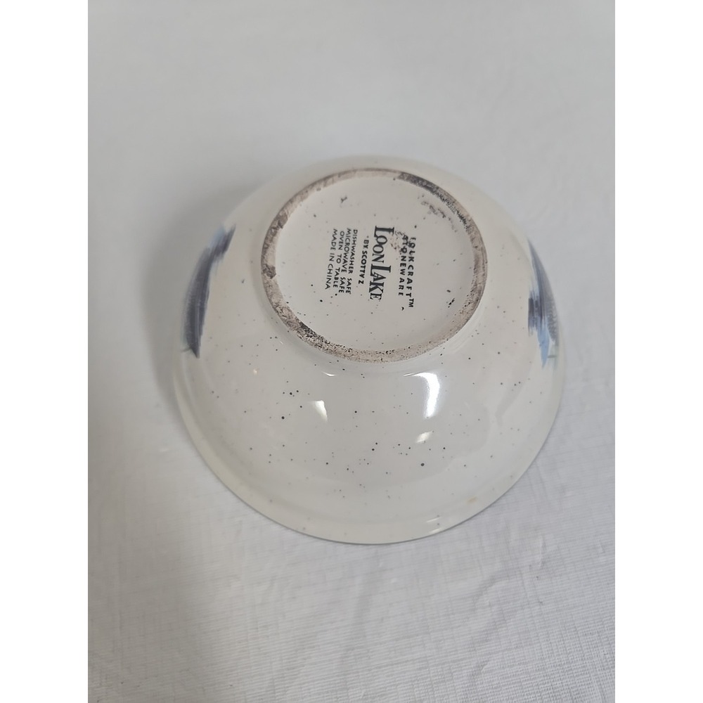 Scotty Z Folkcraft Stoneware LOON LAKE 6 3/8" Cereal/Soup Bowl - Picture 4 of 4